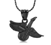 DOTUIARG Collana con urna a chitarra per le ceneri, ali d'angelo per cremazione, gioielli per la cremazione, pendente da ricordo, contenitore delle ceneri funebri, dono commemorativo per i cari