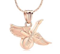 DOTUIARG Collana con urna a chitarra per le ceneri, ali d'angelo per cremazione, gioielli per la cremazione, pendente da ricordo, contenitore delle ceneri funebri, dono commemorativo per i cari