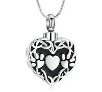 DOTUIARG Collana con urna a forma di zampa domestica per ceneri di cane Memoria per un amato, gioielli per cremazione in forma di cuore