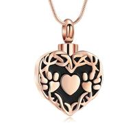 DOTUIARG Collana con urna a forma di zampa domestica per ceneri di cane Memoria per un amato, gioielli per cremazione in forma di cuore
