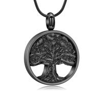 DOTUIARG Collana dell'urna dell'albero della vita per cenere Gioielli da cremazione Memoriale in acciaio inossidabile Cenere umana Pendente da ricordo per donne uomini