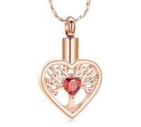 DOTUIARG Collana dell'urna in forma di cuore dell'albero della vita per cenere Gioielli per cremazione Medaglione per ricordo Portaceneri umane Ciondolo commemorativo per donne
