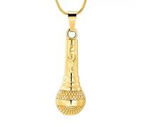 DOTUIARG Collana di urna con cenere di microfono in acciaio inox con nota musicale a forma di microfono Ciondolo per la cremazione di urna e ricordo musicale