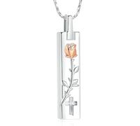 DOTUIARG Collana di urna per ceneri per donne Ciondolo a cubo di fiori per uomini Gioielli da cremazione Memoria per persone amate Portaceneri