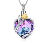 DOTUIARG Collana di urne con fiori di tulipano e cuore d'amore per cenere donne Memoriale della mamma e gioielli per cremazione