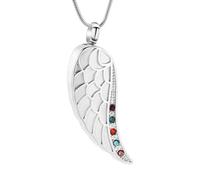 DOTUIARG Collana incarsi in cremazione con ali d'angelo in cristallo multicolore per donne come ricordo per l'urna e gioielli commemorativi
