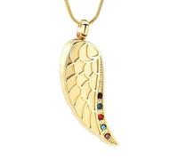 DOTUIARG Collana incarsi in cremazione con ali d'angelo in cristallo multicolore per donne come ricordo per l'urna e gioielli commemorativi