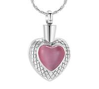 DOTUIARG Collana per cremazione in forma di cuore d'amore per ceneri - Gioielli in urna con ciondolo in acciaio inox e dono commemorativo per il portacenere per animali umani
