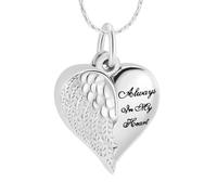 DOTUIARG Collana personalizzata per pendente di cremazione Always In My Heart con piccole urne per cenere umana/animale domestico gioielli apribili
