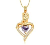 DOTUIARG Collana Urna Cuore per Ceneri Rose Cremazione Gioielli in Acciaio Inox Cenere Pendente Cristallo Keepsake Memorial Gioielli per Donne Uomini