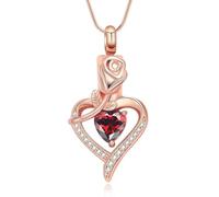 DOTUIARG Collana Urna Cuore per Ceneri Rose Cremazione Gioielli in Acciaio Inox Cenere Pendente Cristallo Keepsake Memorial Gioielli per Donne Uomini