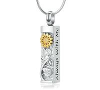 DOTUIARG Collana urna per cenere cremazione girasole baretta memoriale ricordo urna in cenere per uomini donne sempre con me
