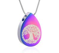 DOTUIARG Collane a forma di urna a goccia per cenere, albero della vita memoriale, cenere commemorativa, medaglioni, gioielli per cremazione, pendente da ricordo per le ceneri per donne