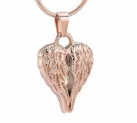 DOTUIARG Gioielli commemorativi Doppia Ala d'Angelo Cuore in Acciaio Inox cremazione urna Collana per Ceneri per Uomo/Animale Domestico