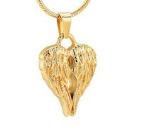 DOTUIARG Gioielli commemorativi Doppia Ala d'Angelo Cuore in Acciaio Inox cremazione urna Collana per Ceneri per Uomo/Animale Domestico