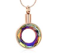 DOTUIARG Gioielli da cremazione Collana per urna per ceneri Ciondolo commemorativo del cerchio di cristallo della vita per le persone amate per donne uomini