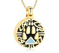 DOTUIARG Gioielli da cremazione per cenere con impronta di zampa con ciondolo rotondo con urna e ricordo per cane e gatto per uomini donne