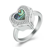 DOTUIARG Gioielli da cremazione per il cuore di cenere con ali d'angelo Urna Anello in conchiglia di abalone Anello per le persone amate ricordo per donne