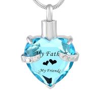 DOTUIARG Gioielli di cremazione in forma di cuore di cristallo per cenere per sempre nel mio cuore Collana urna in acciaio inossidabile per ricordo per il contenitore di cenere