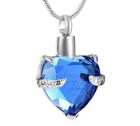 DOTUIARG Gioielli di cremazione in forma di cuore di cristallo per cenere per sempre nel mio cuore Collana urna in acciaio inossidabile per ricordo per il contenitore di cenere