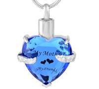 DOTUIARG Gioielli di cremazione in forma di cuore di cristallo per cenere per sempre nel mio cuore Collana urna in acciaio inossidabile per ricordo per il contenitore di cenere