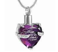 DOTUIARG Gioielli di cremazione in forma di cuore di cristallo per cenere per sempre nel mio cuore Collana urna in acciaio inossidabile per ricordo per il contenitore di cenere