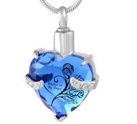 DOTUIARG Gioielli di cremazione in forma di cuore di cristallo per cenere per sempre nel mio cuore Collana urna in acciaio inossidabile per ricordo per il contenitore di cenere