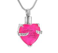 DOTUIARG Gioielli di cremazione in forma di cuore di cristallo per cenere per sempre nel mio cuore Collana urna in acciaio inossidabile per ricordo per il contenitore di cenere