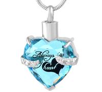 DOTUIARG Gioielli di cremazione in forma di cuore di cristallo per cenere per sempre nel mio cuore Collana urna in acciaio inossidabile per ricordo per il contenitore di cenere