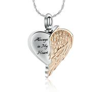 DOTUIARG Gioielli di cremazione per Ceneri per Le Donne Ala Cuore urna Collana Ciondolo ricordo Cari Sempre nel Mio Cuore Regalo commemorativo