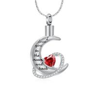 DOTUIARG Gioielli di cremazione per Ceneri Ti Amo Fino alla Luna e alla Schiena urna Collana ricordo Ciondolo Pietra Portafortuna Regali commemorativi per Le Donne