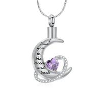 DOTUIARG Gioielli di cremazione per Ceneri Ti Amo Fino alla Luna e alla Schiena urna Collana ricordo Ciondolo Pietra Portafortuna Regali commemorativi per Le Donne