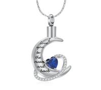 DOTUIARG Gioielli di cremazione per Ceneri Ti Amo Fino alla Luna e alla Schiena urna Collana ricordo Ciondolo Pietra Portafortuna Regali commemorativi per Le Donne