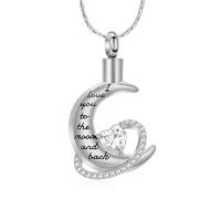 DOTUIARG Gioielli di cremazione per Ceneri Ti Amo Fino alla Luna e alla Schiena urna Collana ricordo Ciondolo Pietra Portafortuna Regali commemorativi per Le Donne