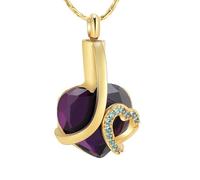 DOTUIARG Gioielli per cremazione Ciondolo in Cristallo Viola con Pannelli Memoriali per Cenere Ricordo Personalizzato in Acciaio Inox