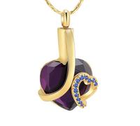 DOTUIARG Gioielli per cremazione Ciondolo in Cristallo Viola con Pannelli Memoriali per Cenere Ricordo Personalizzato in Acciaio Inox