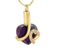 DOTUIARG Gioielli per cremazione Ciondolo in Cristallo Viola con Pannelli Memoriali per Cenere Ricordo Personalizzato in Acciaio Inox