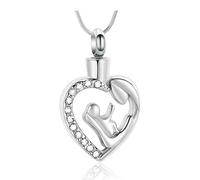 DOTUIARG Gioielli per cremazione Collana con urna in forma di cuore, ciondolo in cenere in acciaio inossidabile in memoria del cuore della mamma per donne