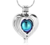 DOTUIARG Gioielli per cremazione Collana per urna commemorativa per cenere Ala d'angelo con un ciondolo in forma di cuore d'amore barattolo per il medaglione portacenere Ricordo