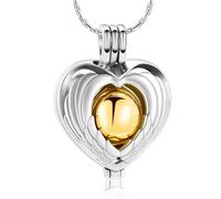 DOTUIARG Gioielli per cremazione Collana per urna commemorativa per cenere Ala d'angelo con un ciondolo in forma di cuore d'amore barattolo per il medaglione portacenere Ricordo