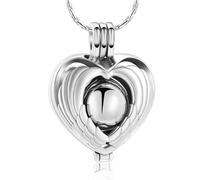 DOTUIARG Gioielli per cremazione Collana per urna commemorativa per cenere Ala d'angelo con un ciondolo in forma di cuore d'amore barattolo per il medaglione portacenere Ricordo
