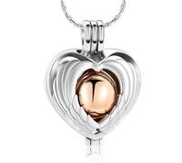 DOTUIARG Gioielli per cremazione Collana per urna commemorativa per cenere Ala d'angelo con un ciondolo in forma di cuore d'amore barattolo per il medaglione portacenere Ricordo