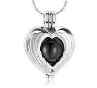 DOTUIARG Gioielli per cremazione Collana per urna commemorativa per cenere Ala d'angelo con un ciondolo in forma di cuore d'amore barattolo per il medaglione portacenere Ricordo
