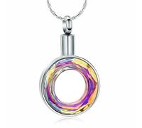 DOTUIARG Gioielli per cremazione Collana urna per ceneri Ciondolo commemorativo del Cerchio di Cristallo della Vita Memoria dei Cari per Eternità per donne Uomini