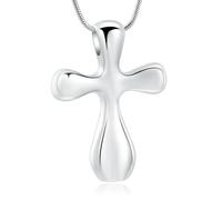 DOTUIARG Gioielli per cremazione Croce d'Acqua, collana con urna per ceneri, ciondolo in cenere in acciaio inossidabile, gioielli commemorativi per donne uomini