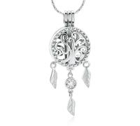 DOTUIARG Gioielli per cremazione per cenere Ciondolo commemorativo in acciaio inox Urna per l'albero della vita Collana da conservare Regalo per una persona cara