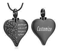 DOTUIARG Gioielli per cremazione per cenere - Collana di urna con il cuore di rosa, urna da ricordo, gioielli commemorativi di cenere per donne uomini