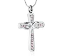 DOTUIARG Gioielli per cremazione per cenere Croce con urna con ciondolo in ricordo Collana commemorativa in acciaio inossidabile per donne uomini