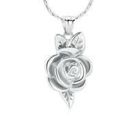 DOTUIARG Gioielli per cremazione per cenere Pendente a forma di fiore Collana per urna e Contenitori in acciaio inossidabile per ceneri funebri Ricordo per donne