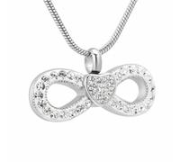 DOTUIARG Tieni la collana trasparente per urna commemorativa in acciaio inossidabile in forma di cuore di cristallo per ceneri di cremazione umana/animale domestico